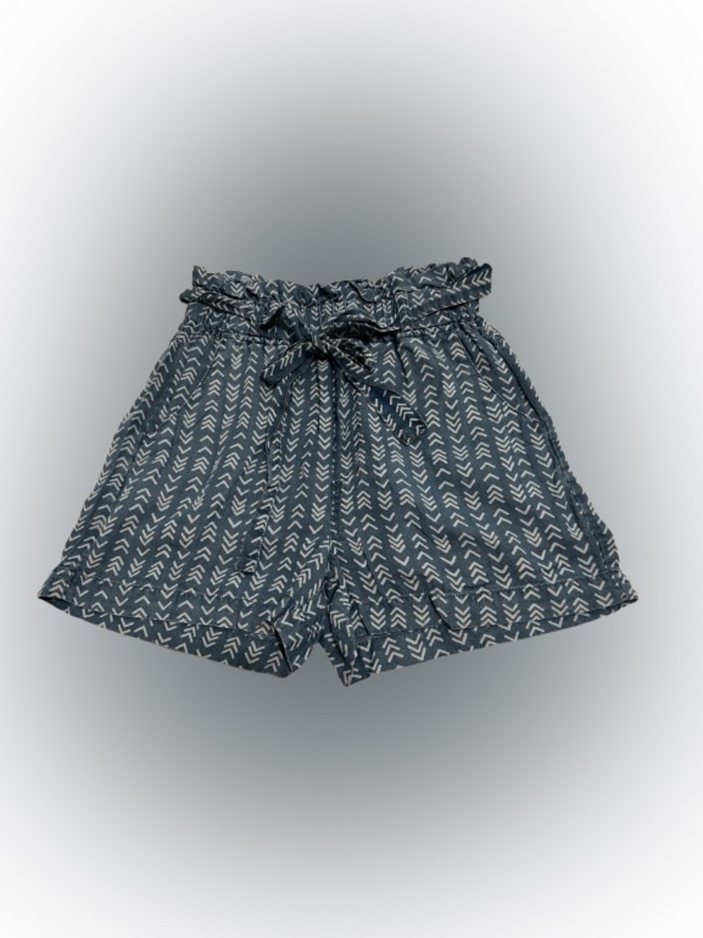 Thread & Supply Chambray Arrow Print Paperbag Waist Shorts High Waisted Sz XS